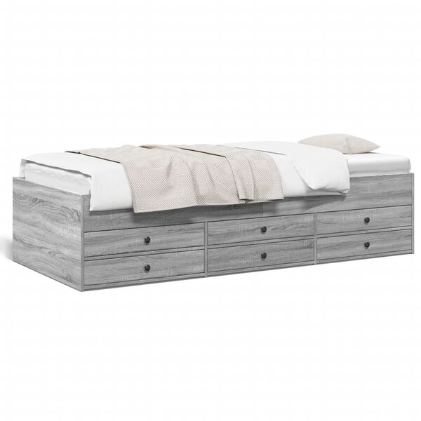 vidaXL Lit de jour avec tiroirs sans matelas sonoma gris 90x200 cm