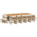vidaXL Ensemble à manger de jardin et coussins 15 Pièces beige