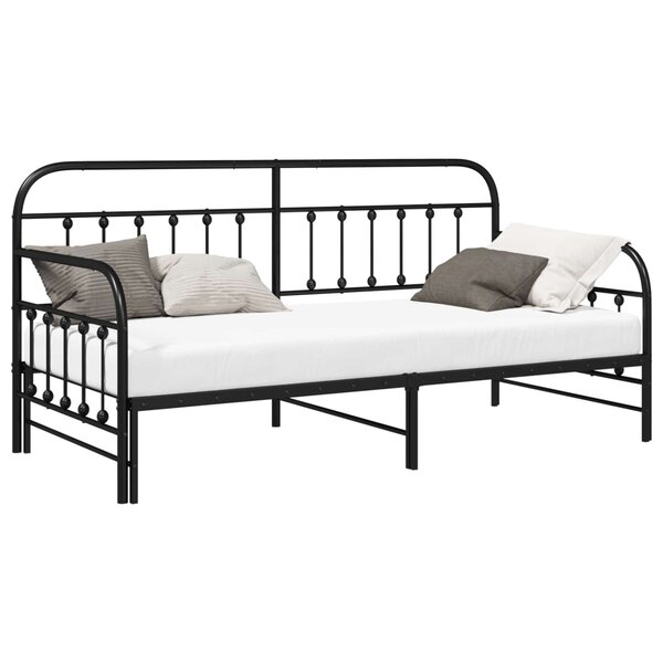 vidaXL Cadre de lit de jour Noir 90 x 200 cm Acier enduit de poudre