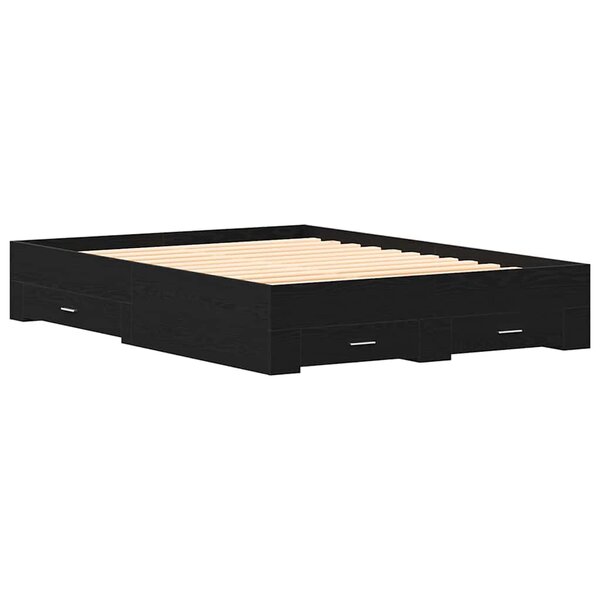 Lit vidaXL avec tiroirs Chêne Noir 135x190 cm Bois d'ingénierie