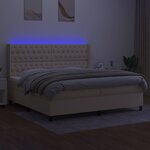 vidaXL Sommier à lattes de lit matelas et LED Crème 200x200 cm Tissu