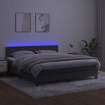 vidaXL Sommier à lattes de lit matelas et LED Gris foncé 180x200 cm