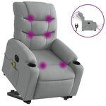 vidaXL Fauteuil inclinable de massage électrique Gris clair Tissu