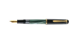 Stylo plume M 200 Pte Fine Corps Vert marbré Attribut Doré PELIKAN