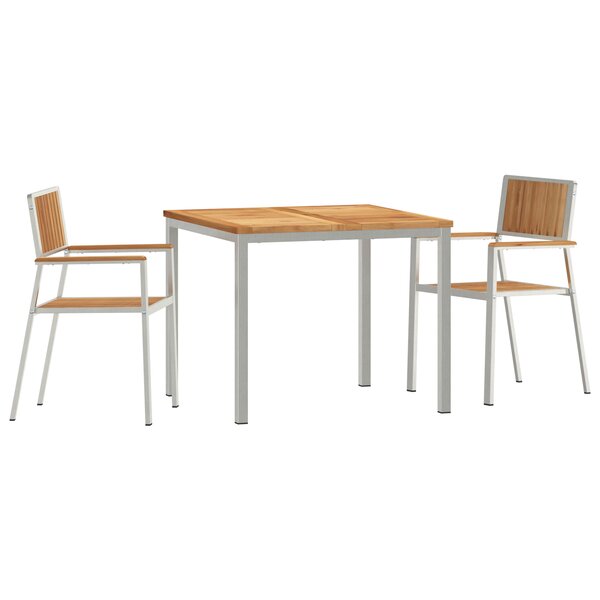 Ensemble de dîner de jardin 3 pièces en bois massif de teck vidaXL