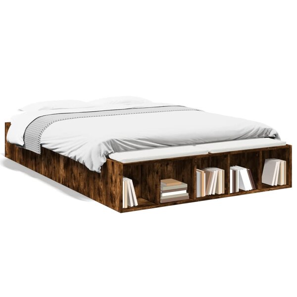 vidaXL Cadre de lit sans matelas chêne fumé 140x190 cm
