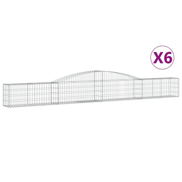 vidaXL Paniers à gabions arqués 6 Pièces 400x30x40/60 cm Fer galvanisé