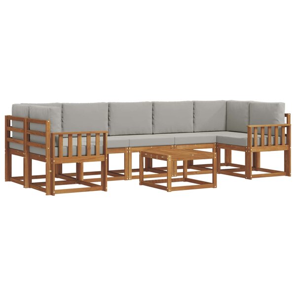 vidaXL Ensemble de canapés d'extérieur 8 pc Gris Naturel et Clair