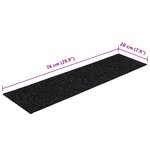 vidaXL Tapis d'escalier autocollants Rectangulaire 15 Pièces 76x20cm Noir