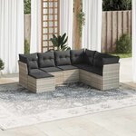 vidaXL Salon de jardin avec coussins 7 Pièces gris clair résine tressée