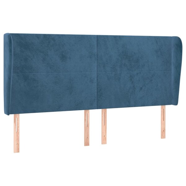 vidaXL Tête de lit avec oreilles Bleu foncé 183x23x118/128 cm Velours