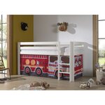 PINO Lit sureleve en pin massif avec sommier Blanc Pompiers