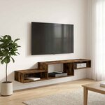 vidaXL Meuble TV mural Montage mural Chêne fumé 150 x 28 x 26 cm