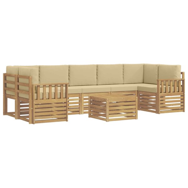 vidaXL Ensemble de canapés d'extérieur 8 pc Blanc et Beige Polyester