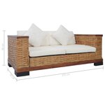 vidaXL Ensemble de canapés 2 Pièces avec coussins Marron Rotin naturel