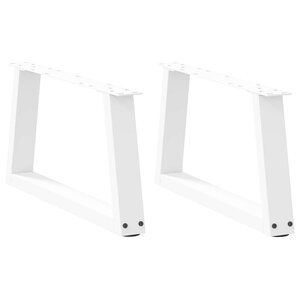 vidaXL Pieds de table basse en forme de V  2 pièces  blanc  60 x (30-31 3) cm  acier