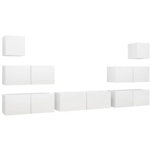 vidaXL Ensemble de meubles TV 7 Pièces Blanc Bois d'ingénierie