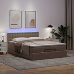 vidaXL Lit ottoman avec matelas & LED Cappuccino 140x200cm similicuir
