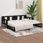 vidaXL Lit coulissant Noir Bois de pin solide 2x(90x190) cm