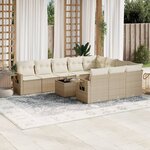 vidaXL Salon de jardin 11 Pièces avec coussins beige résine tressée