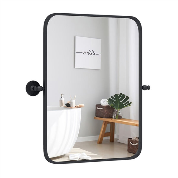 Miroir mural pivotant 76 5 x 56 cm inclinaison réglable moderne élégant en métal noir 20_0018412