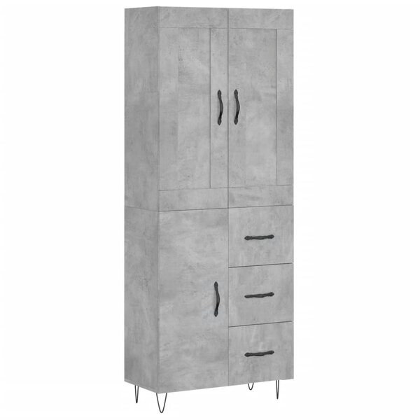 vidaXL Buffet haut Gris béton 69 5x34x180 cm Bois d'ingénierie