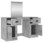 vidaXL Coiffeuse avec miroir gris béton 130x50x132 5 cm