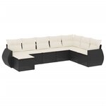 vidaXL Salon de jardin 8 Pièces avec coussins noir résine tressée