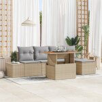 vidaXL Ensemble de Canapé de Jardin 6 Pièces avec Coussins Beige en Poly Rotin