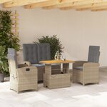 vidaXL Ensemble à manger de jardin coussins 4 Pièces beige résine tressée