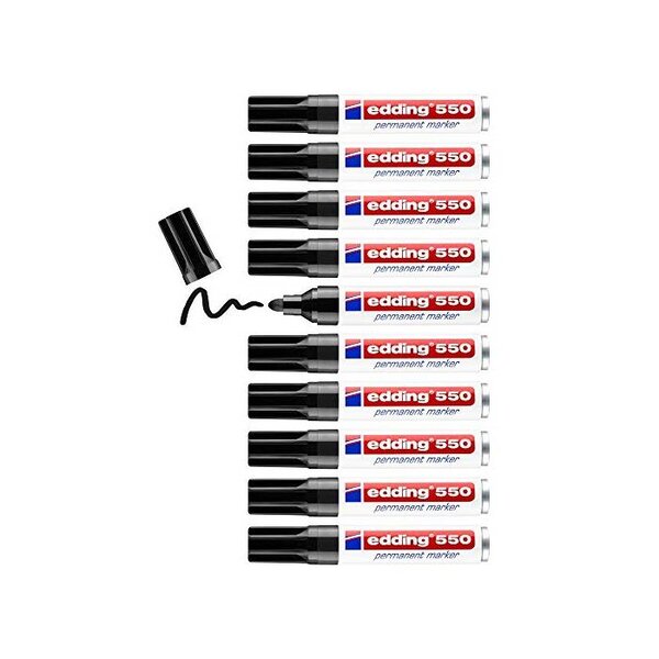 Marqueur Permanent 550 Pointe Ronde Noir 3-4 mm x 10 EDDING