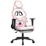 vidaXL Chaise de jeu de massage avec repose-pied Blanc&Rose Similicuir