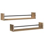 vidaXL Étagères murales 2 Pièces Chêne 80x16x14 cm Bois traité