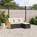 vidaXL Salon de jardin 4 Pièces avec coussins noir résine tressée