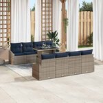 vidaXL Ensemble de canapé de jardin avec coussin 9 Pièces Gris polyrotin