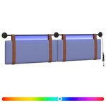 vidaXL Tête de lit suspendue Avec lumière LED Bleu denim PU antique