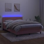 vidaXL Sommier à lattes de lit avec matelas LED Rose 140x200cm Velours