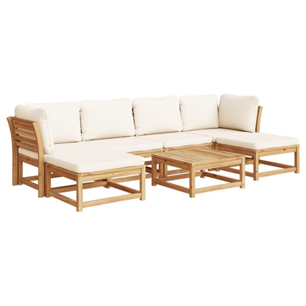 vidaXL Salon de jardin avec coussins 7 Pièces bois massif d'acacia