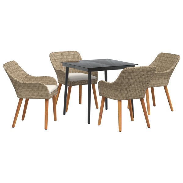 vidaXL Ensemble de salle à manger de jardin 5 pièces en poly rattan beige