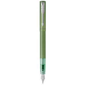 PARKER VECTOR XL Stylo plume  laque verte métallisée sur laiton  plume moyenne  encre bleue  Coffret cadeau