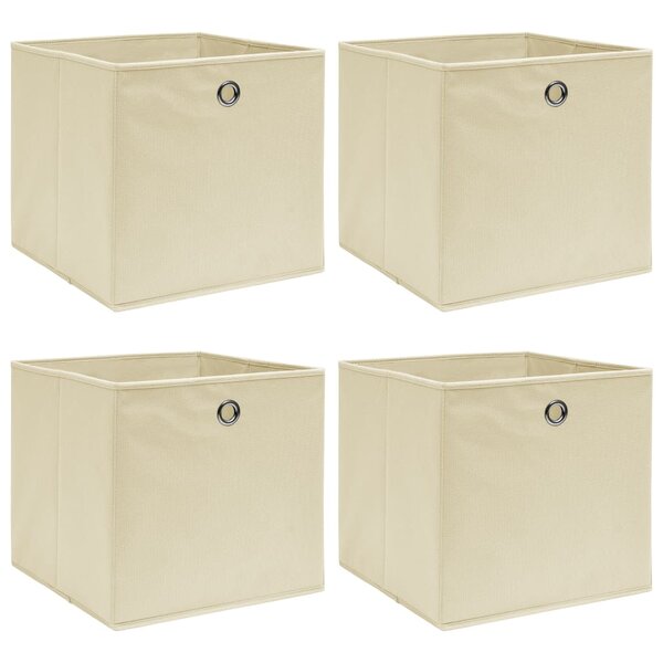 vidaXL Boîtes de rangement 4 Pièces Crème 32x32x32 cm Tissu