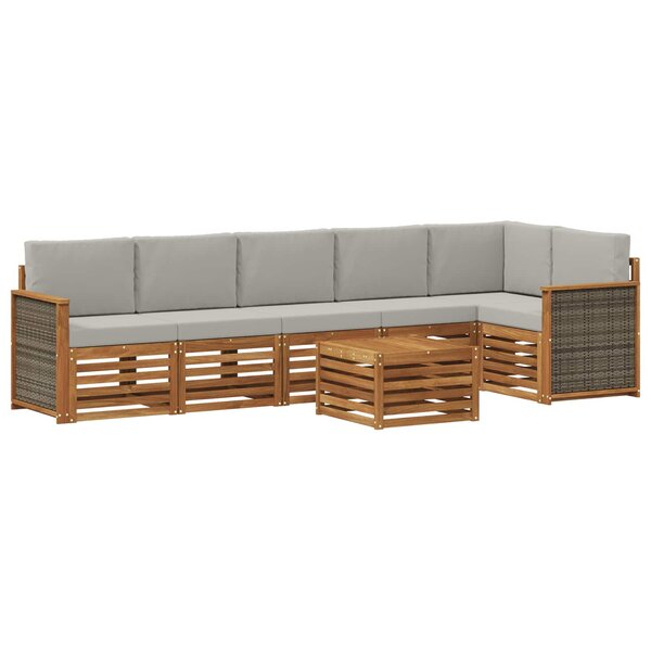 vidaXL Ensemble de canapés d'extérieur 6 pc Naturel et gris clair