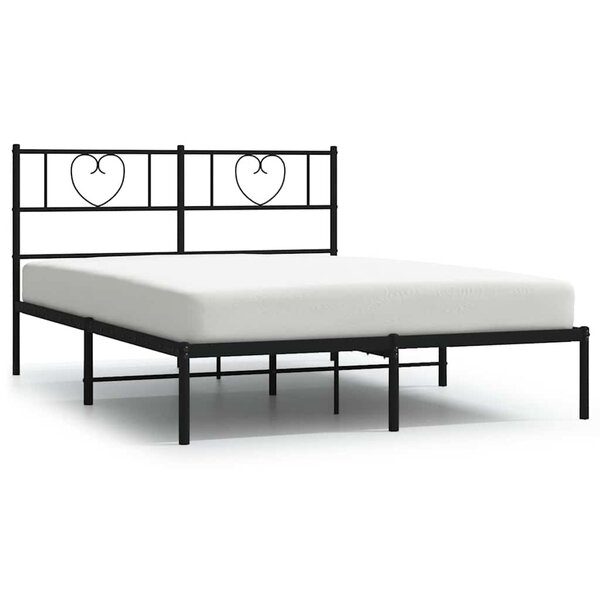 vidaXL Cadre de lit métal sans matelas avec tête de lit noir 135x190cm
