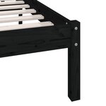 vidaXL Cadre de lit Noir Bois massif 120x190 cm Petit double