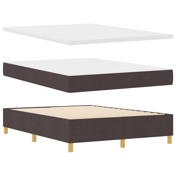 vidaXL Lit à ressort avec matelas et banc brun foncé 140x200 cm tissu