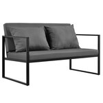 Salon de jardin ensemble de jardin table basse avec canapé et chaises extérieures métal verre polyester noir 03_0003587