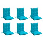 vidaXL Coussins de chaise à dossier bas lot de 6 turquoise