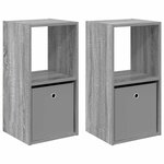 vidaXL Table de chevet 2 Pièces Gris Sonoma 35 x 32 x 68 5 cm