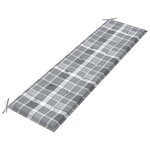 vidaXL Banc de jardin avec coussin à carreaux gris 175 cm Teck massif