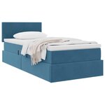 vidaXL Lit de Rangement avec matelas Bleu foncé 90 x 200 cm Velours